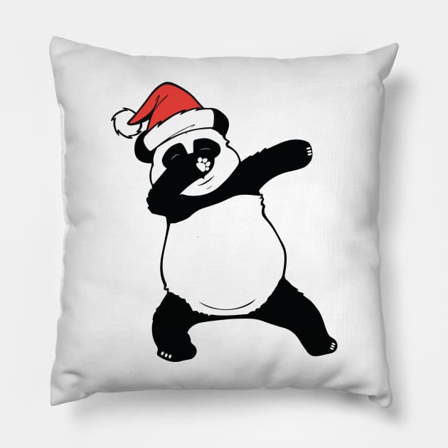 Panda Christmas Santa Hat Dabbing Panda Pillow by alltheprints