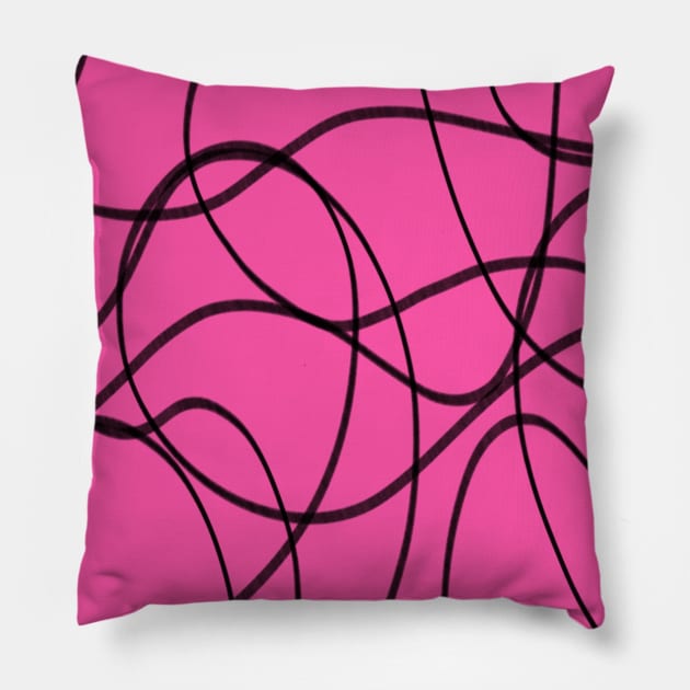 Black and Pink Ribbon Art Pillow by DanielleGensler