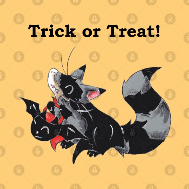 Double Masked Trick or Treater (With Text) by KristenOKeefeArt