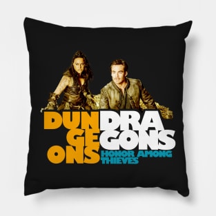 Dungeons & Dragons: Honor Among Thieves 2023 movies  Chris Pine as Edgin and Michelle Rodriguez as Holga fan works graphic design by ironpaette Pillow