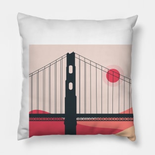 The bridge - sans francisco Golden gate sunshine vector illustration Pillow