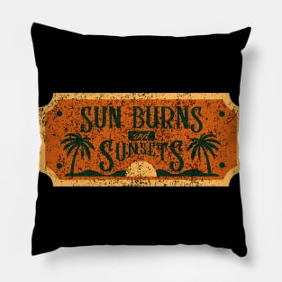 Sunburns & Sunsets Retro Vintage Sunset Faux Patch Pillow