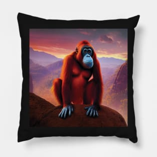 Orangutan on a mountain side Pillow