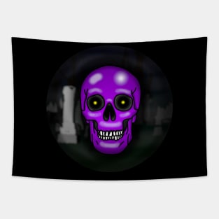 Skull, bruise purple, with background Tapestry