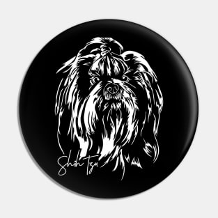 Shih Tzu dog lover portrait Pin