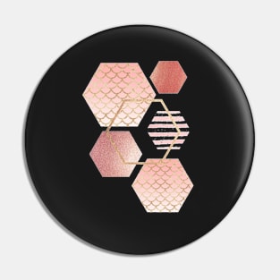 Geometric hexagon modern pink mermaid Pin