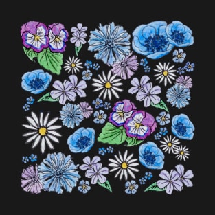 Floral print - blue and purple T-Shirt