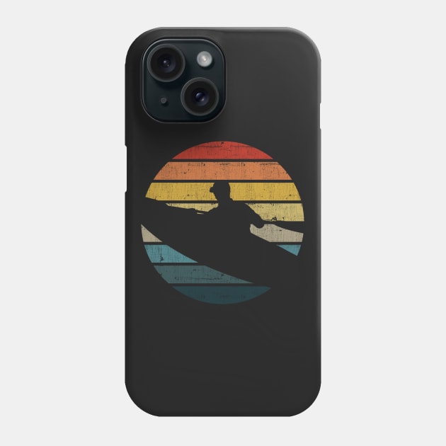 Canoeing Silhouette On A Distressed Retro Sunset print Phone Case by theodoros20