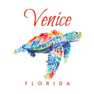 Venice Florida Watercolor Sea Turtle T-Shirt