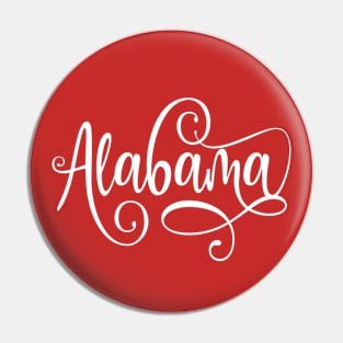 Alabama - White Fancy Script Pin