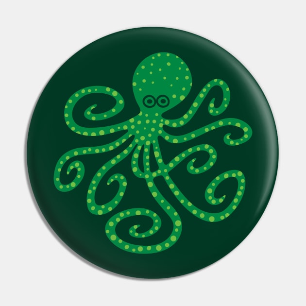 GREEN OCTOPUS Funny Undersea Ocean Creature with Tentacles - UnBlink Studio by Jackie Tahara Pin by UnBlink Studio by Jackie Tahara