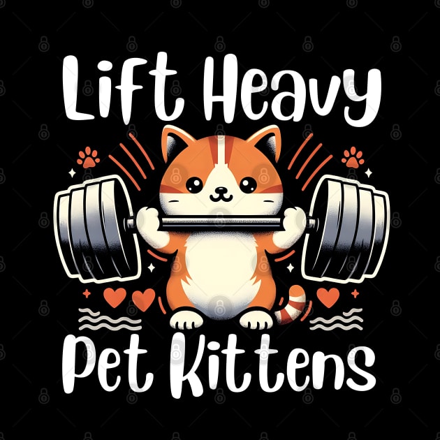 Lift Heavy Pet Kittens Funny Gym Workout Weight Lifter by click2print