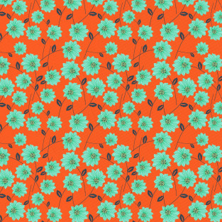 Blue & Orange Floral Pattern Magnet