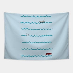 Jaws Shark Minimalist Waves Tapestry