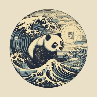 Panda bear the great wave off Kanagawa T-Shirt