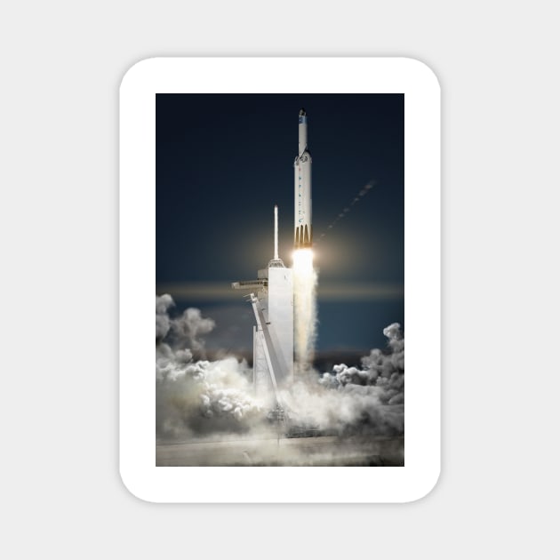 Falcon Heavy rocket launch by SpaceX, illustration (C031/1220) Magnet by SciencePhoto