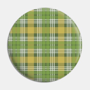 Green, White and Yellow Scottish Tartan Style Design Pin