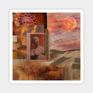 Desert, aesthetics, summer, sculpture, orange, yellow, pink, snake, moon Magnet