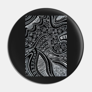 Abstract Dreaming Black and White Ink Pin