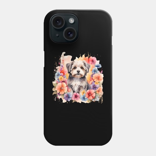 A havanese decorated with beautiful watercolor flowers Phone Case by CreativeSparkzz