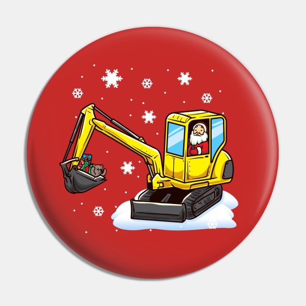 Santa Claus Excavator Digger Construction Backhoe Pin by E