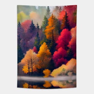 Colorful Autumn Landscape Watercolor 21 Tapestry