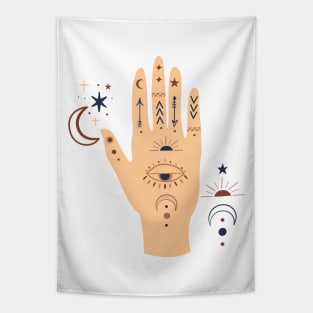 Mystical Hand Tribal Mystical Artifacts Tapestry