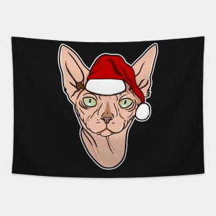 Santa Sphynx cat Tapestry