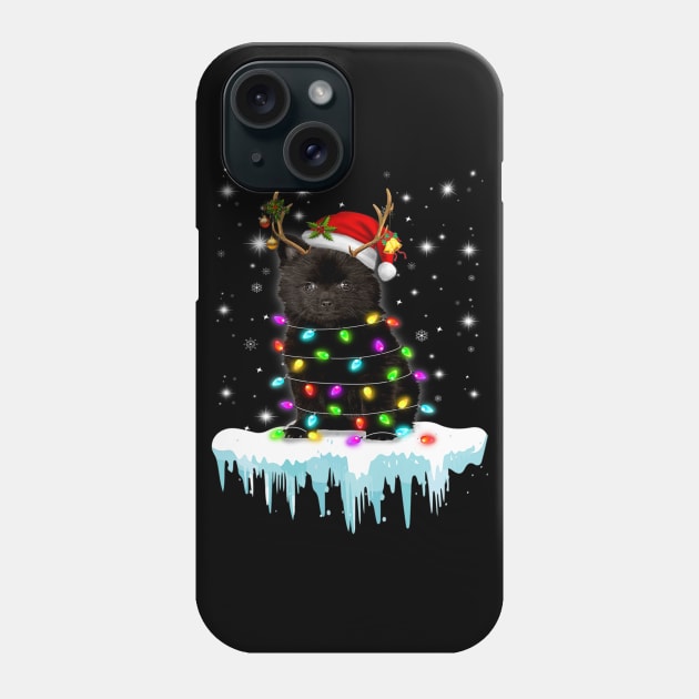 Pomeranian Reindeer Wear Santa Hat Chrismas Light Phone Case by IainDodes