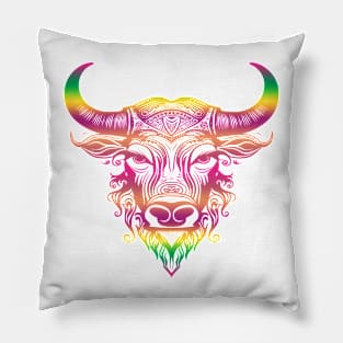 Rainbow Taurus Bull Pillow