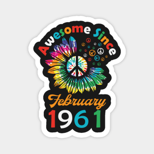 Funny Birthday Quote, Awesome Since February 1961, Retro Birthday Magnet