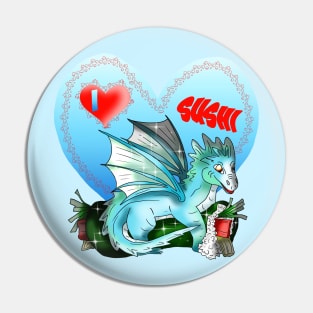 dragon roll I love sushi heart Pin