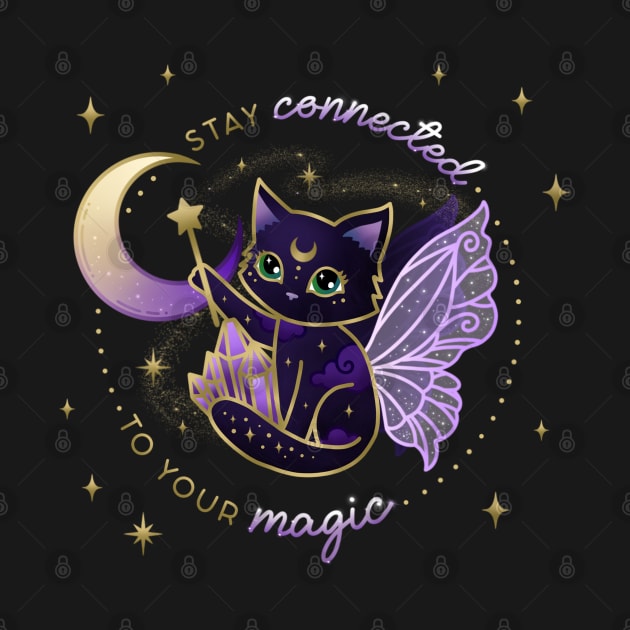 (back print) Stay Connected to your Magic Crystal Cat by moonstruck crystals