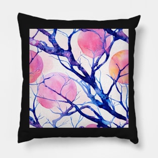 Watercolor peach branch Pillow