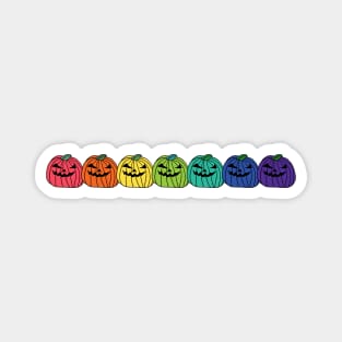 Row of Colorful Spooky Halloween Pumpkins Magnet