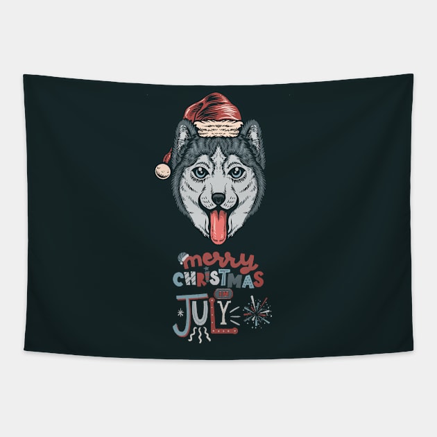 Christmas In July-Christmas Husky Tapestry by Myartstor 