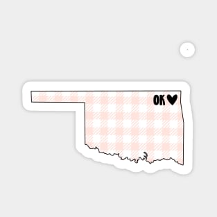 USA States: Oklahoma (pink plaid) Magnet