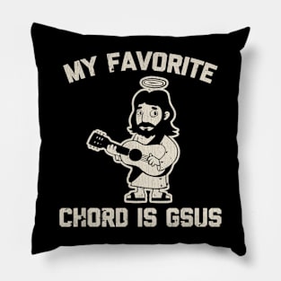 Vintage My Favorite Chord Is Gsus Tshirt Funny Catholic Jesus Guitar Pillow