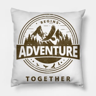 Camper Mountain Hiker So The Adventure Begins Camping Hiking T-Shirt Pillow