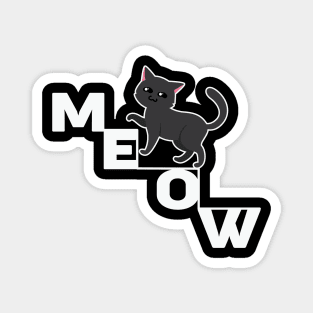 Meow Cute Black Cat Magnet