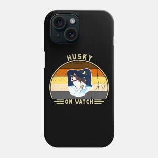 Husky On Watch. Perfect Funny Husky and Dogs Lovers Gift Idea, Distressed Retro Vintage Phone Case