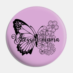 Blessed Mama Floral Butterfly Retro Vintage Mother's Day Pin