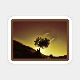 Mountain Tree Silhouette Magnet