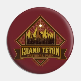 Grand Teton National Park Vintage Style Typography Pin