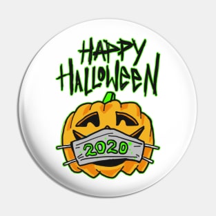 Funny Happy Halloween 2020 Carved Pumpkin with Mask Pin