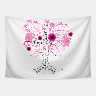 Breast Cancer Awareness Pink Ribbon Tree Tapestry