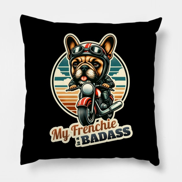 Biker French Bulldog Pillow by k9-tee