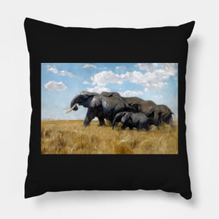 Elephants on the Move by Wilhelm Kuhnert Pillow