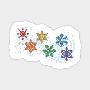 LGBTQ Pride Rainbow Colored Winter Snowflakes Vector Magnet