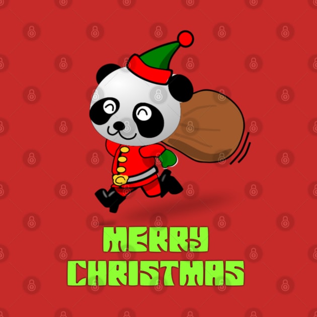 Merry Christmas with cute panda Santa by sukhendu.12